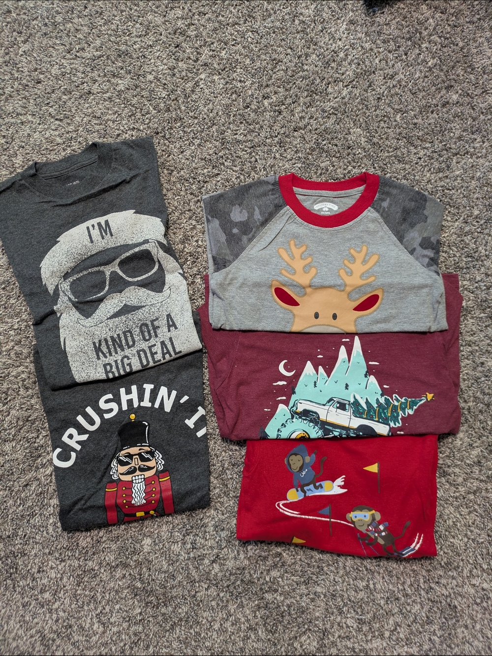 7 Christmas Shirts- 4 Short / 3 Long Sleeve Tees